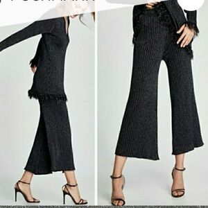NEW Zara Knit Ribbed Cropped Glitter Pants